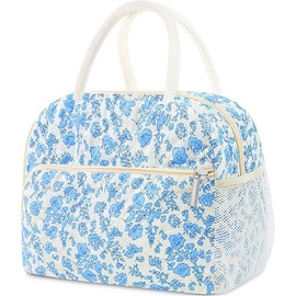 Lunch Bag for Women or Men,Quilted Lunch Tote Bags,Reusable High Capacity Lunch Box,Large Capacity Insulated Cooler for Work, Travel, Outdoor (Blue) - Color: Blue