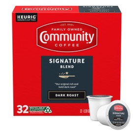 Community Coffee Signature Blend Dark Roast Single Serve Keurig K-Cup Pods 32 ct Box