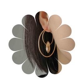 Inilbran Boho Circle Hoop Earrings Large Hoop Earrings Gold Double Circle Round Hoop Earrings Vintage Exaggerated Circle Statement Earrings Jewellery for Women and Girls, Zinc, No Gemstone