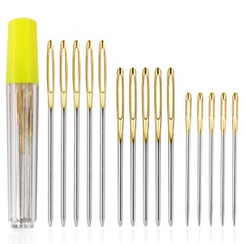 Redamancy Large Eye Blunt Needles, 15 Pcs 3 Sizes Sewing Needles, Metal Darning Needles, Clear Tube Sewing Needles Set, for Yarn Knitting Sewing or DIY Crafting, 5.1 cm, 6.1 cm, 6.9 cm