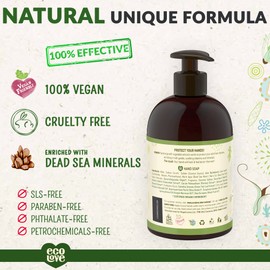 ecoLove - Natural and Organic Liquid Hand Soap - Organic Cucumber, Spinach & Parsley - No SLS or Parabens - Vegan and Cruelty-Free Hand Soap, 17.6 oz