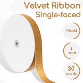 Aoropo Khaki Velvet Ribbon 1'' 30 Yards Velvet Fabric Ribbon for Christmas Tree Gift Wrapping Flower Bouquet Choker Wreath Ornaments Hair Bows Crafts