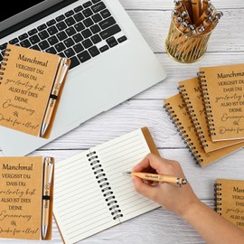 Sinmoe Set of 6 Thank You Gift for Colleagues Teachers Inspirational Employees Spiral Notepad Ballpoint Pen Made of Wood Lined Notebook Farewell Gift (Sometimes You Forget That You Great)