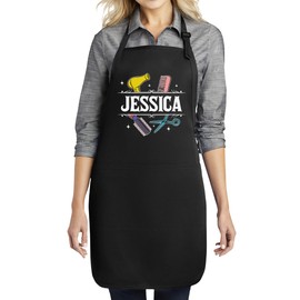 TEEAMORE Custom Hair Salon Hairdresser Apron Coiffeur Barber Gifts for Wife Women Black
