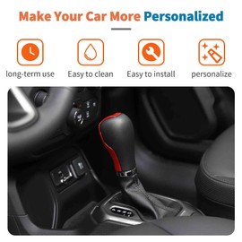 JeCar Center Console Gear Shift Shifter Knob Cover Trim for Jeep Compass 2017-2023 Red Interior Accessories