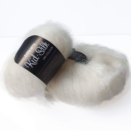 Kid Silk - Mulitple colours Garnstudio DROPS Knitting Lace Weight Mohair and Silk 100% Yarn (01 Off White)
