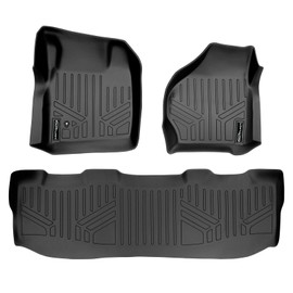 SMARTLINER Custom Fit Floor Mats 2 Row Liner Set Black for 1999-2007 Ford F-250 / F-350 / F-450/ F-550 Super Duty Crew Cab