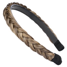 Gledola Braided Headband with Teeth Braids Hair Band with Teeth Synthetic Hair Band Braided Hair Band (Dark Ash Brown)