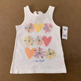 OshKosh Toddler Girl Size 3T White Stay Bright Graphic Glitter Accent Tank NWT