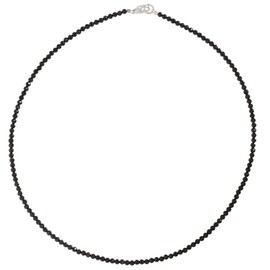 I-be, 446603/Black/45 Black Spinel Necklace / Chain Deep Black Diameter 3 mm 925 Sterling Silver Lobster Clasp Length 45 cm in Gift Box, Sterling Silver, No Gemstone