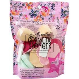 32 Pieces Latex Free Assorted Cosmetic Foundation/Concealer Blending Sponges (Floral Bag)