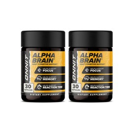 ONNIT Alpha Brain (60 unidades) - Suplemento nootrópico premium para el cerebro - Concentración, enfoque y memoria - Alfa GPC, L-teanina y Bacopa...  