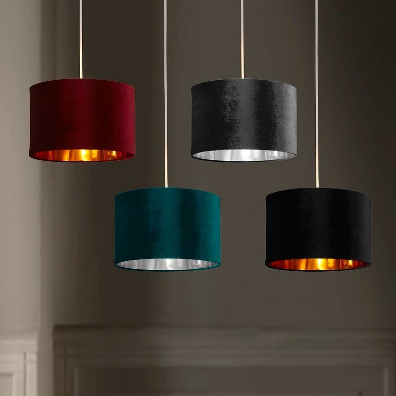 Teal Velvet & Silver Inner Modern Easy Fit Round Drum