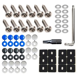 Anti Theft Number Plate Screws Kit – M4 Stainless Steel Car License Plate Fitting Set with Black, White & Yellow Screw Caps for Cars, Motorcycles & Vans