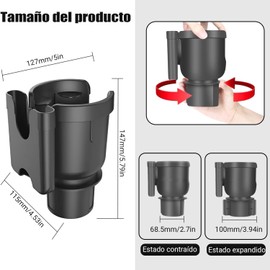Portavasos para Auto, 2 en 1 Porta Vasos Automovil, Portavasos de Coche con Base Expandible, Compatible con la mayoría Botellas de Agua