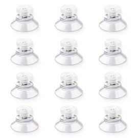 Pack of 12 Suction Cups with Thread and Knurled Nut, Versatile Suction Cups, Transparent Suction Cups, No Drilling, PVC Suction Cups, Diameter 25 mm, for Windows, Car, Decoration, Hanging