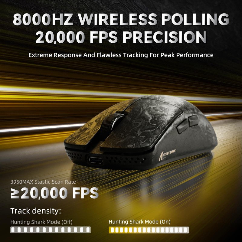 ATTACK SHARK R11 Ultra 8K Carbon Fiber Wireless Gaming Mouse,
