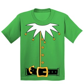 Santa's Helper Elf Christmas Costume Jumbo Print Youth T-Shirt, Youth S, Green