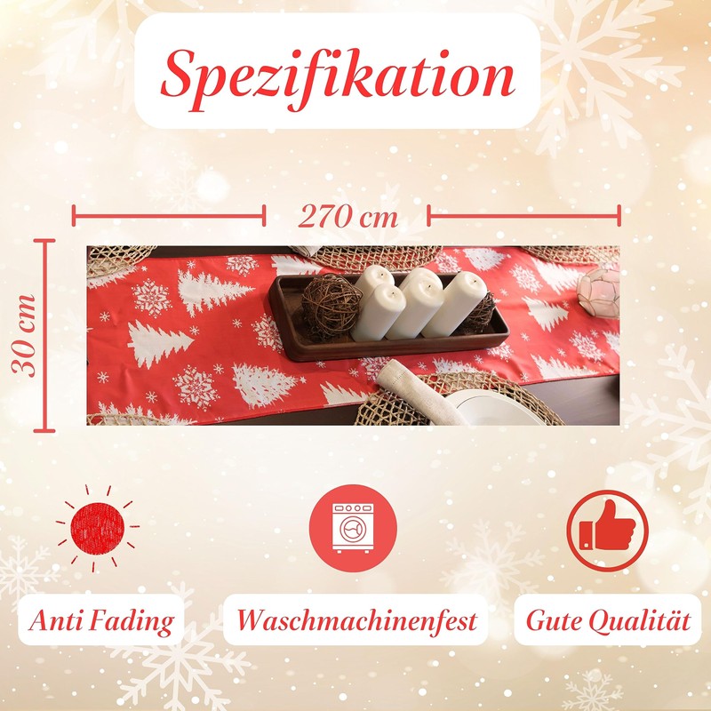 Lang Horn Handmade Christmas Table Runner with Printed Christmas Motif