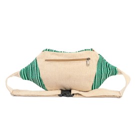 Freakmandu Eco-Friendly Boho Hippie Style Hemp Fanny Pack White Hip Waist Bag for Hiking Running Jogging