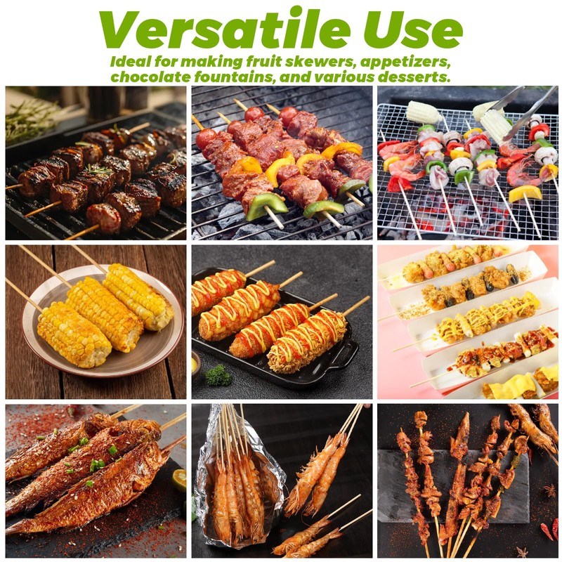 Acrux7 1200PCS 12 Inch Bamboo Skewer Sticks for Grilling 4mm