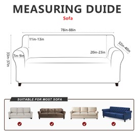 molasofa Sofa Covers for Home Décor,Soft 3 Cushion Couch Covers for Sofa Covers Leather-Like Spandex,1-Piece Couch Cover for Dogs/Cats/Kids(Sofa, Dark Brown)