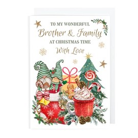 Second Ave Brother & Family Christmas Winter Gingerbread Xmas Holiday Festive Greetings Card