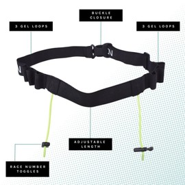 VeloChampion Adjustable Running Triathlon Sports Number Belt With Gel Holders No Pins Needed.