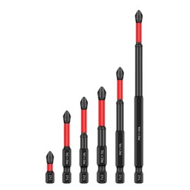 Aseboy Magnetic Screwdriver Bit Set PH2, 6-Pack (1–6 Inch), Cross Head, S2 Alloy Steel, Anti-Slip, for Wood, Metal, Plastic, Electric & Impact Drills