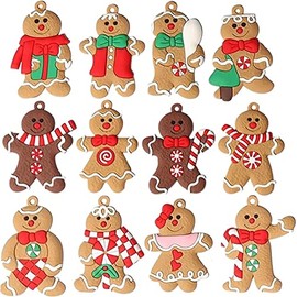 HERZWILD Gingerbread Man Pendant 12 Pieces Ginger Man Gingerbread Man Decoration Gingerbread Man Figure Christmas Tree Decoration Pendant Christmas Decoration Figures Set (B)