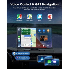 Camecho 9" Touch Screen Wireless Apple Carplay Android Auto Portable Car Stereo Radio