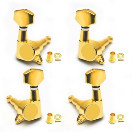 SAPHUE 4pcs Square Ukulele Tuning Pegs Machine Heads 2R2L For 4 String Ukulele Accessories with Mounting Screws(gold)