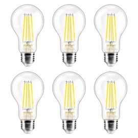 DiCUNO Edison LED Bulb E27, Classic Ultra Efficient Bulb, A Label, 2.2 W, Replacement for 40 W Bulb, Warm White 2700 K, 465 lm, 360°, Clear, Energy Efficiency Class A, A60 LED Bulb, Pack of 6