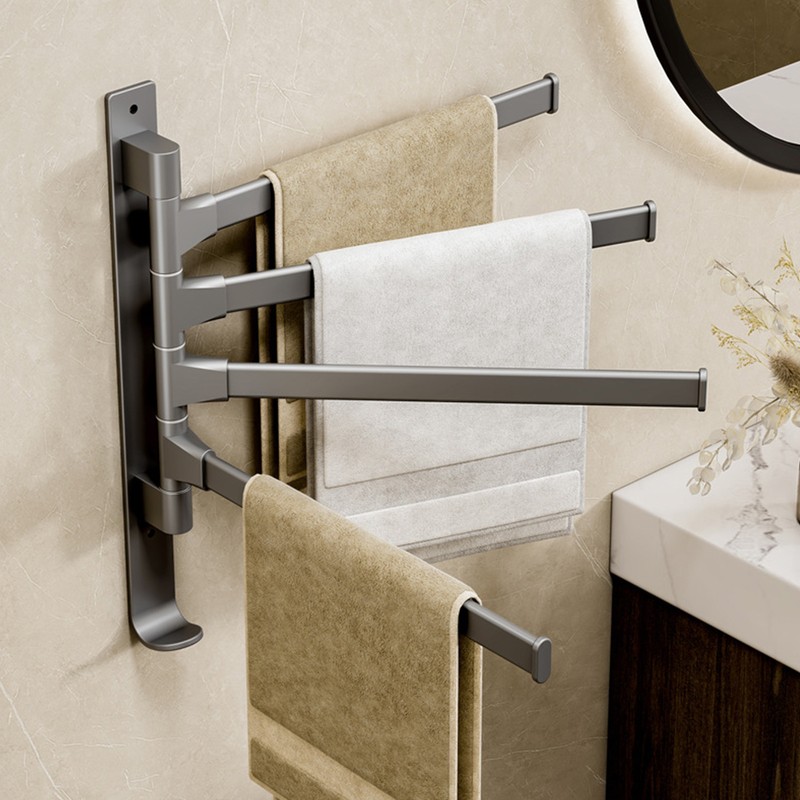Swivel Towel Rack 4 Arms Thickened Space Aluminum 180 Degrees