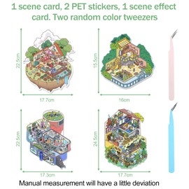 TYXHXTF 4 Sets of 3D House Stickers, Tree House Party Stickers 3D, 3D Sticker Scene, House Stickers Make Your Own, Relief Stress for Adults and Children