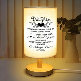 Daughter Gifts Fabric Lamp,Table Lamp with Wooden Stand Anniversary Wedding Birthday Graduation Gift for Daughter