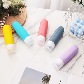 5 Reiseflaschen für Toilettenartikel – Kürbisform, TSA-Flüssigkeitsbehälter, auslaufsicher, Silikon, zum Befüllen von Shampoo, Conditioner, Lotion, Reiseutensilien/Zubehör (90 ml)