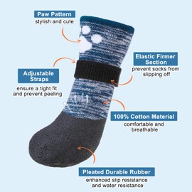 BEAUTYZOO Dog Booties Shoes for Hot Pavement, Waterproof Dog Boots for Small Medium Large Dogs, Traction Control Paw Protectors for Hardwood Floors Anti Slip, 6 PCS Dogs Grip Socks for Outdoor Walking