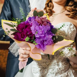 Glitinsel 72PCS Artificial Hydrangea Flowers for Wedding Decoration Faux Hydrangeas Fluffy Silk Flowers with Stems Bulk for Home Office Table Festival Decorations Florals(Violet)