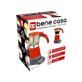 Bene Casa Portable Espresso Coffee Maker/Cafetera Portable 1-3Cup Roja