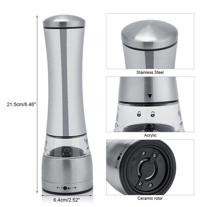 Stainless Steel & Acrylic Manual Salt & Pepper Mill Grinder