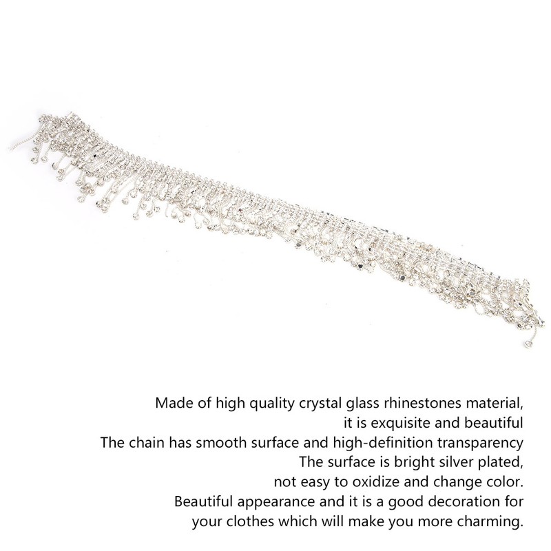 DIY Handmade Crystal Glass Rhinestones Trimming Sewing Tassel Chain Clothes