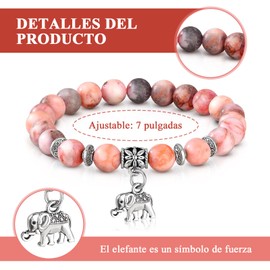 Pulsera de Elefante para Mujer YOMYM,con Tarjeta de Felicitaciones,Pulsera de Piedra Natural,Pulsera para Ansiedad,Dijes para Mujer,Regalos para Mujer
