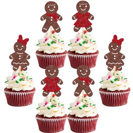 24 piezas de decoración de magdalenas de hombre de jengibre con purpurina para pan de jengibre de hombre es una niña, para feliz Navidad, baby shower, revelación de género para niños y niñas,