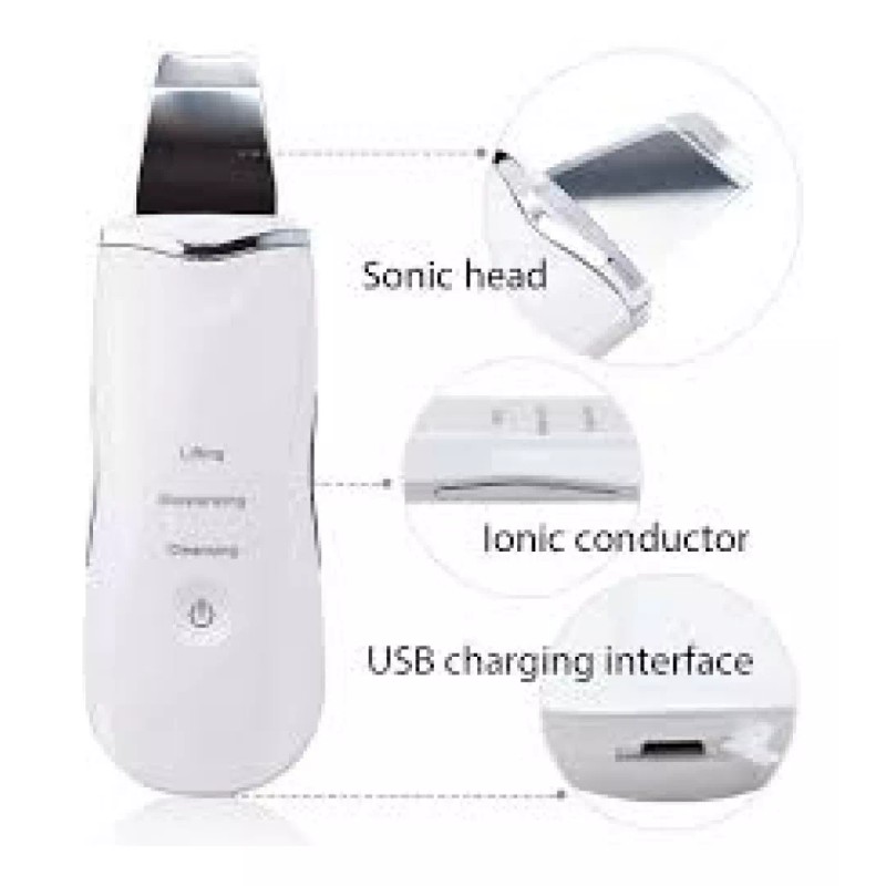 Makegina Limpiador Facial Peeling Ultrasónico Portatil Skin Scrubber