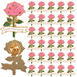 30 Pack Memorial Rose Funeral Pins for Guests, Funeral Favors