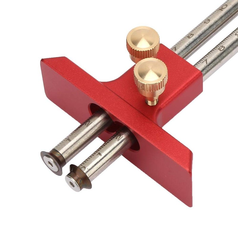 YWBL-WH Double Head Scriber, Stainless Steel Woodworking Marking Tool, Red,
