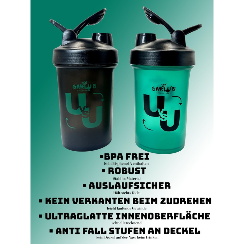 Shaker Set of 2 - with Powder Compartments & Stainless