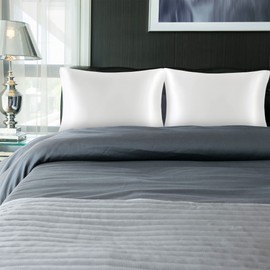 PiccoCasa Satin Pillow Cases 2 Pack, Satin Silk Pillowcase for Hair and Skin with Zipper Closure Soft Pillow Cases Cover Set White 50 x 75cm