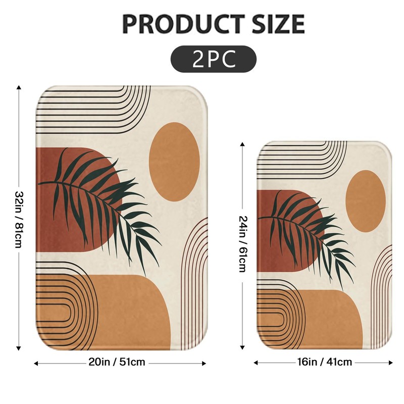 Britimes Boho Mid Century Bathroom Rug Mat Set of 2,